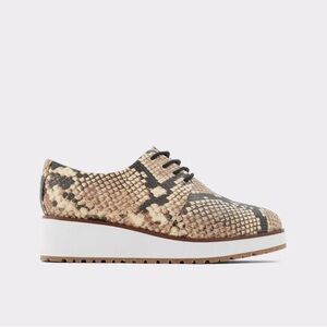 Aldo Beige and Black Snake Print Platform Shoes
